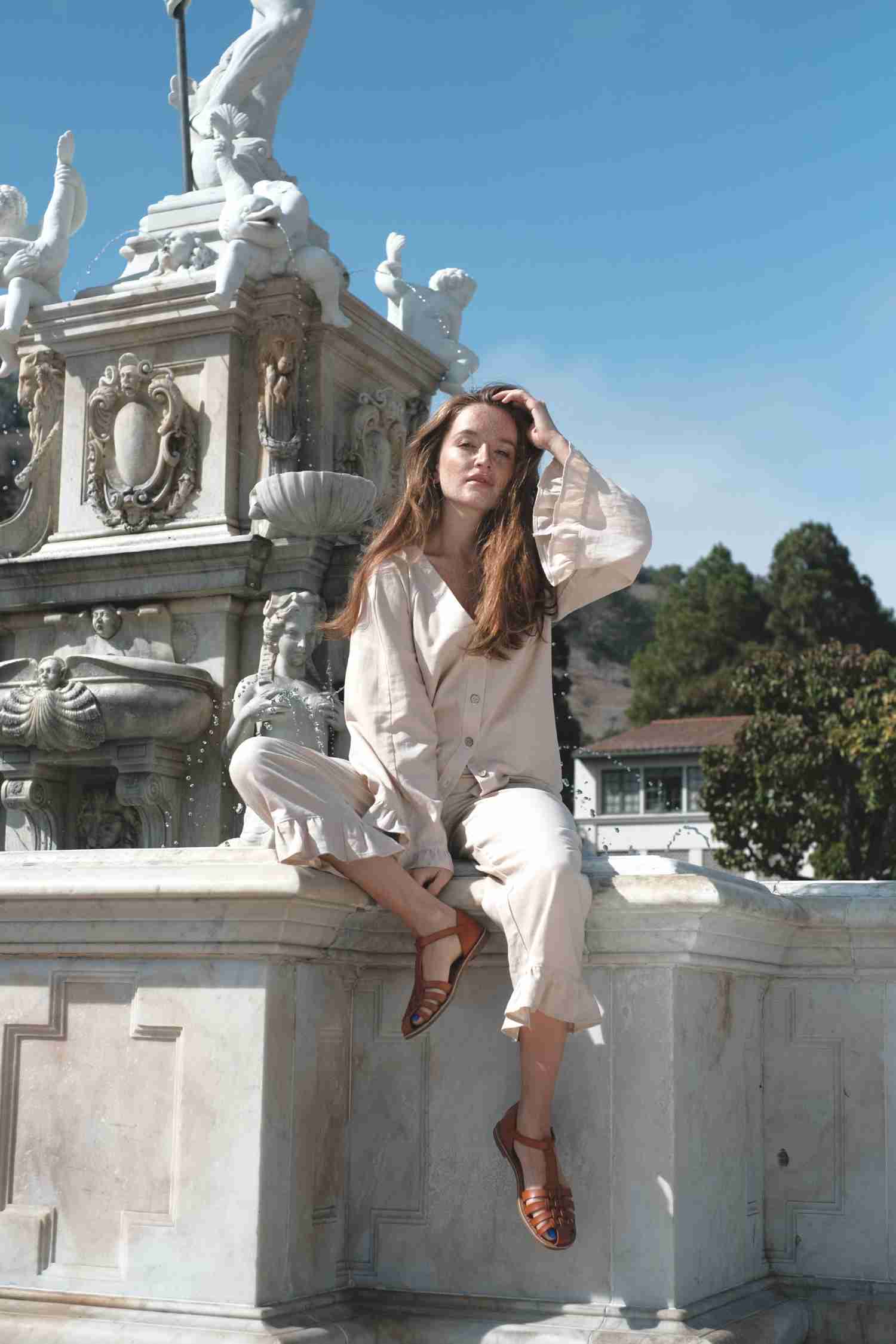 MONA LIZ Linen Jacket and Pants Set - Handmade in California