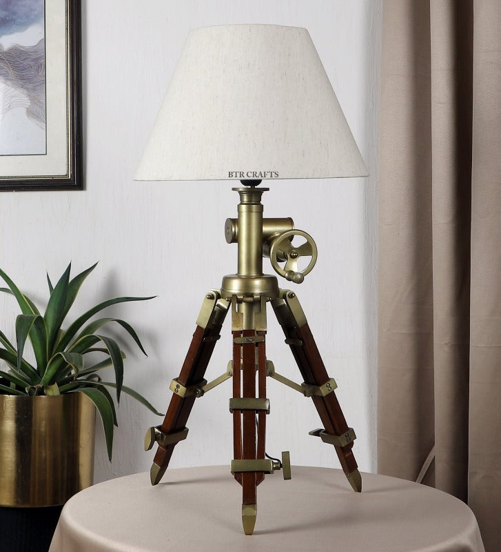 BTR CRAFTS Vintage Tripod Table Lamp with Adjustable Stand - Rustic Home Decor