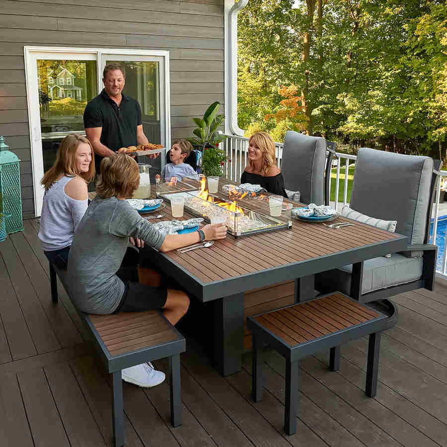 Outdoor Greatroom Co Kenwood Rectangular Gas Fire Pit Table - Chat or Dining Height
