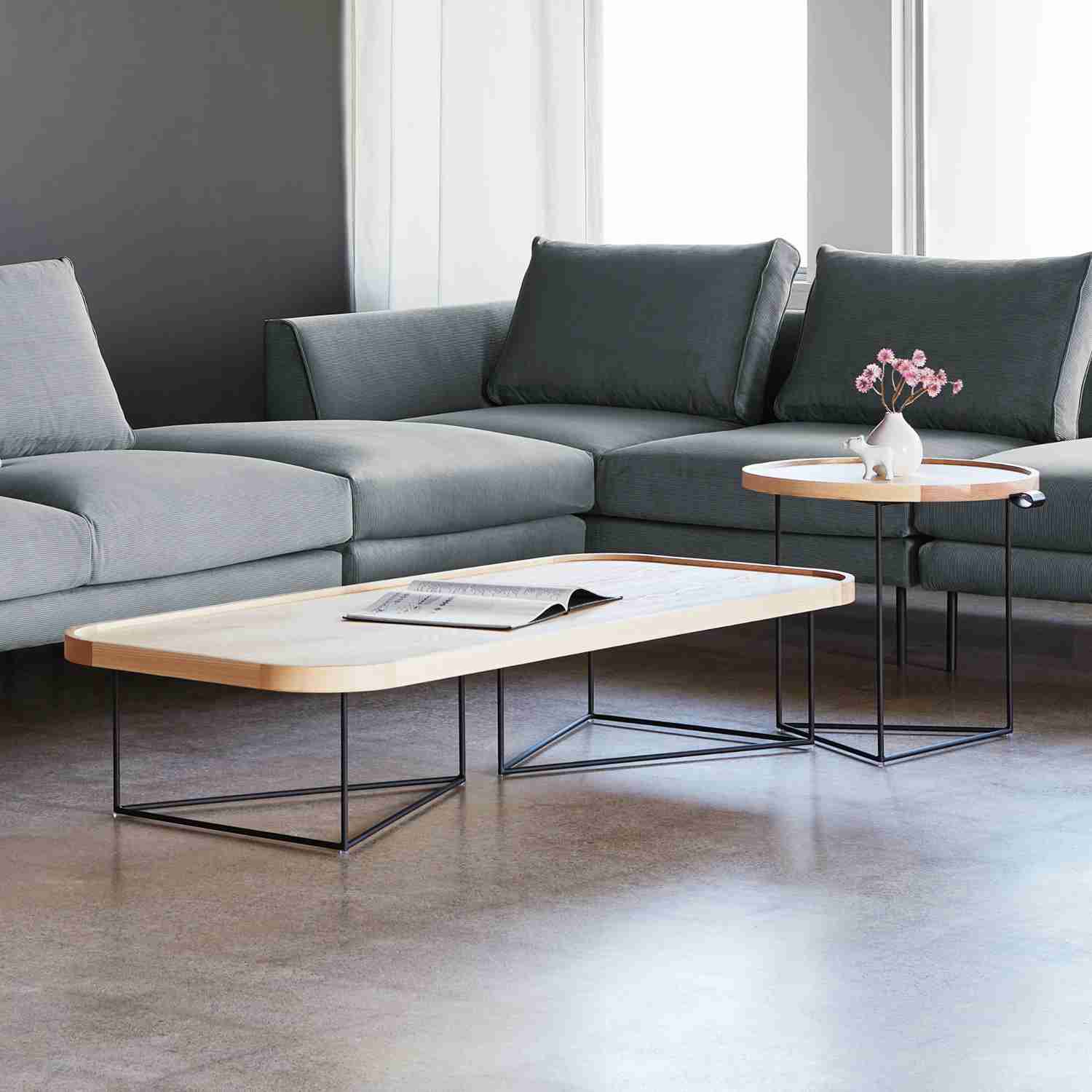 Porter Rectangular Coffee Table - Modern Design with Metal Base