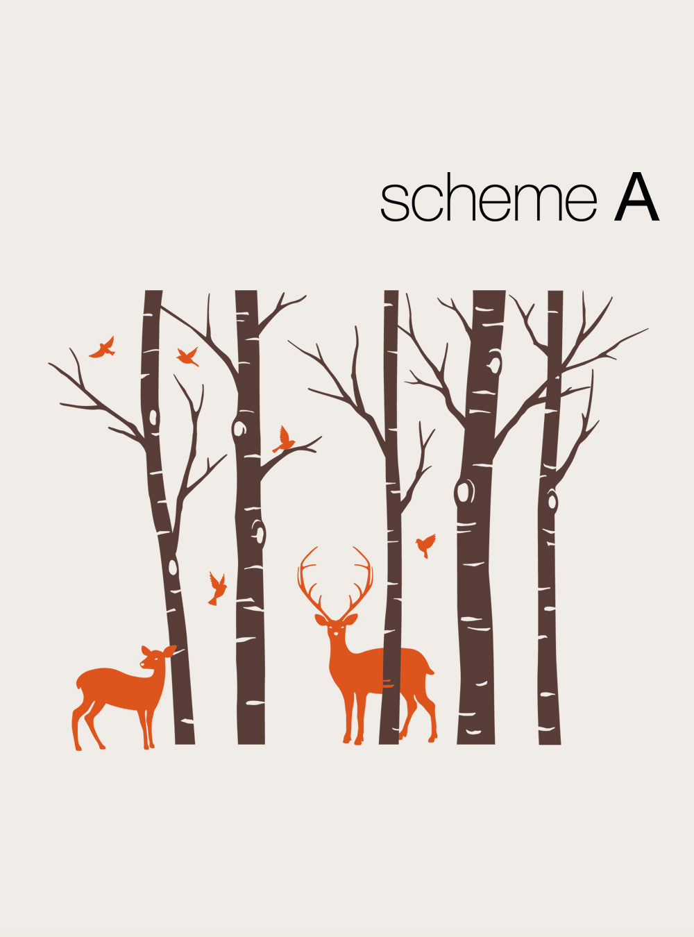Birch Tree with Deer and Bird Wall Decals - Customizable Home Decor