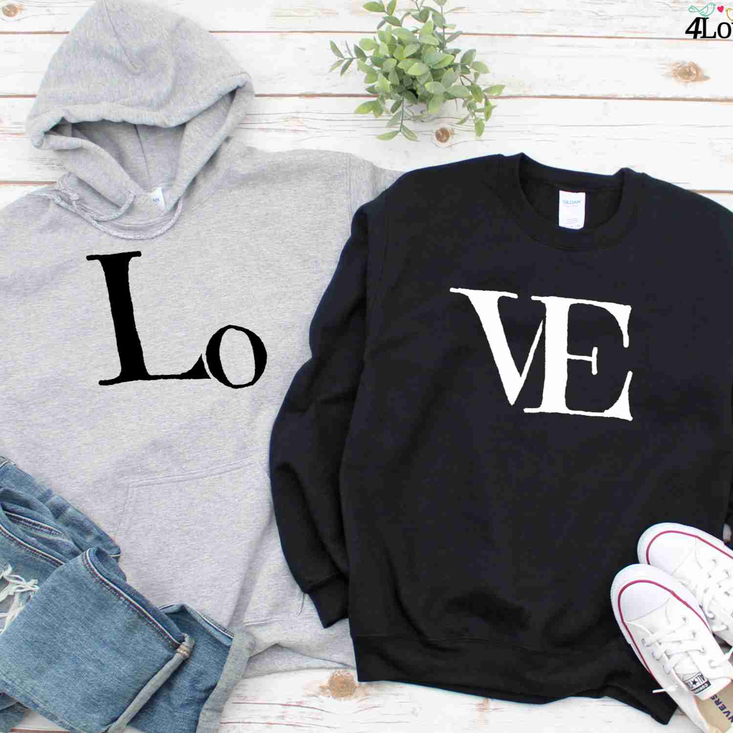 LO VE Valentines Day Humorous Love Matching Outfits Set for Couples
