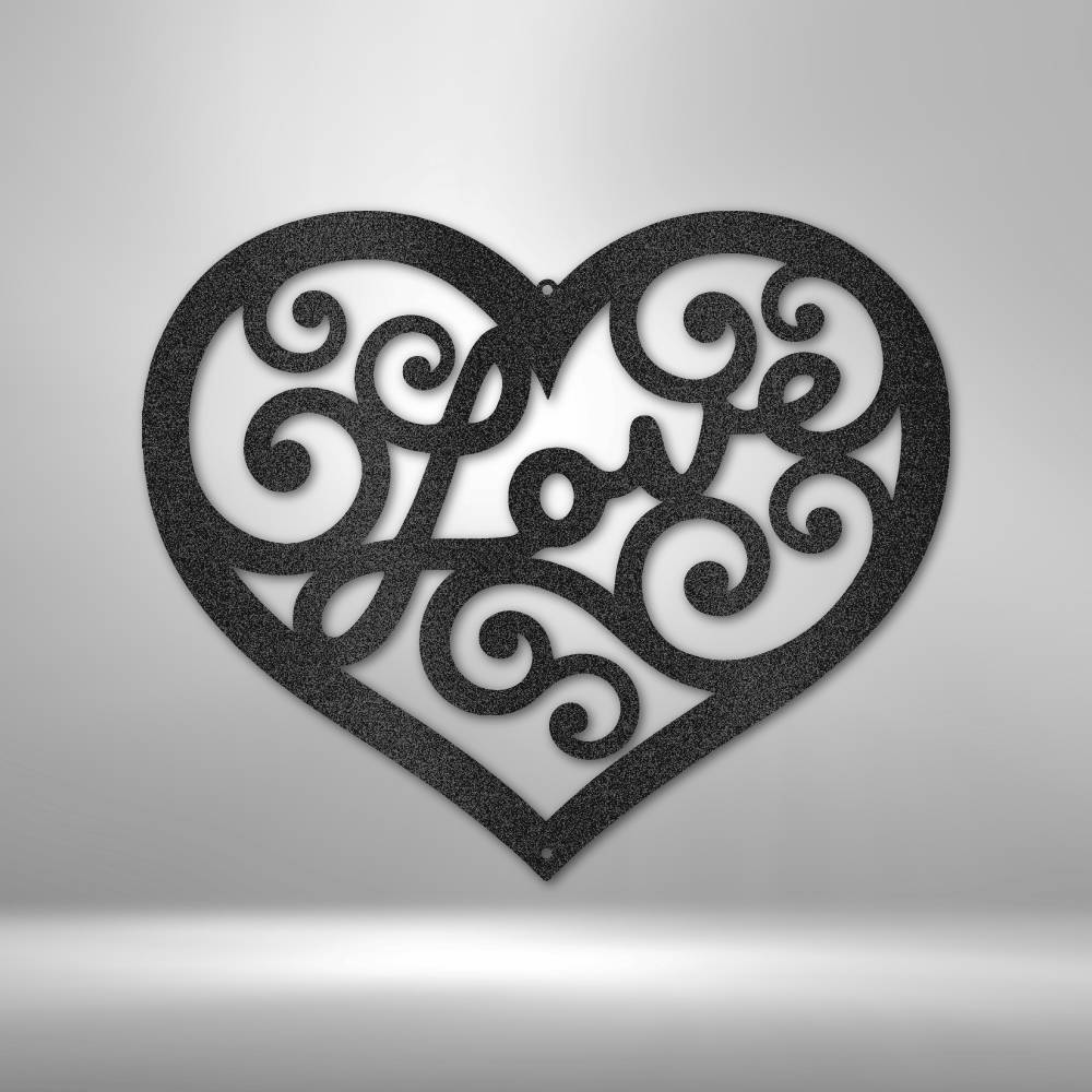 Love Swirl - Custom Metal Heart Sign - 11th Anniversary Gift