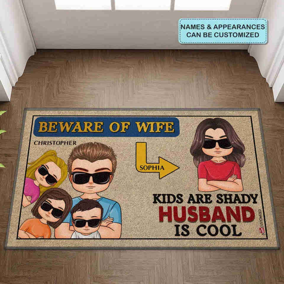 Personalized Custom Doormat - Birthday Gift For Family - Beware of Wife