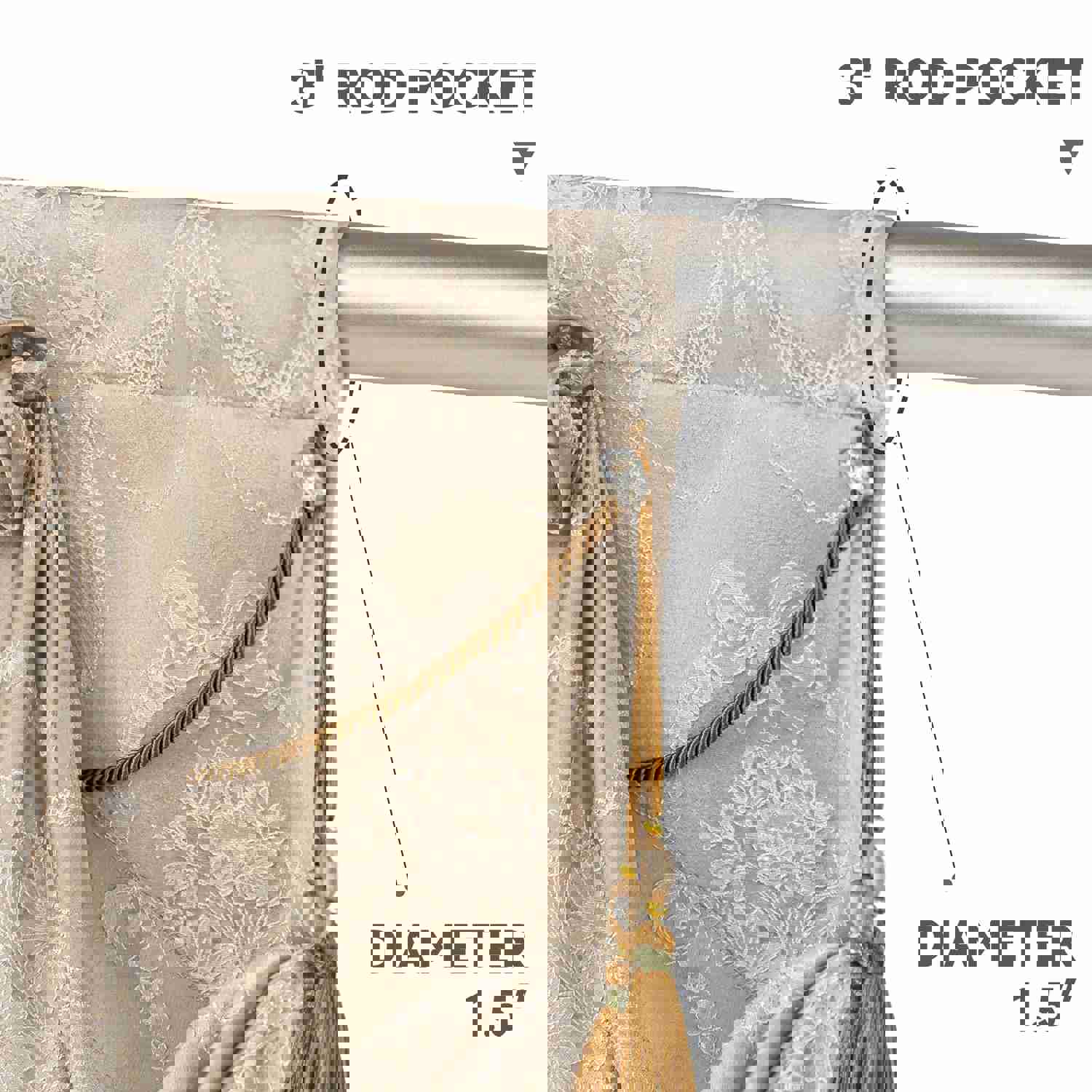Palace Swag Valance - Elegant Sand Jacquard Fabric Window Treatment