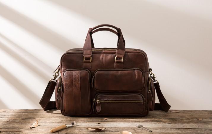 Leather Mens Large Briefcase Work Bag Travel Business Bag
