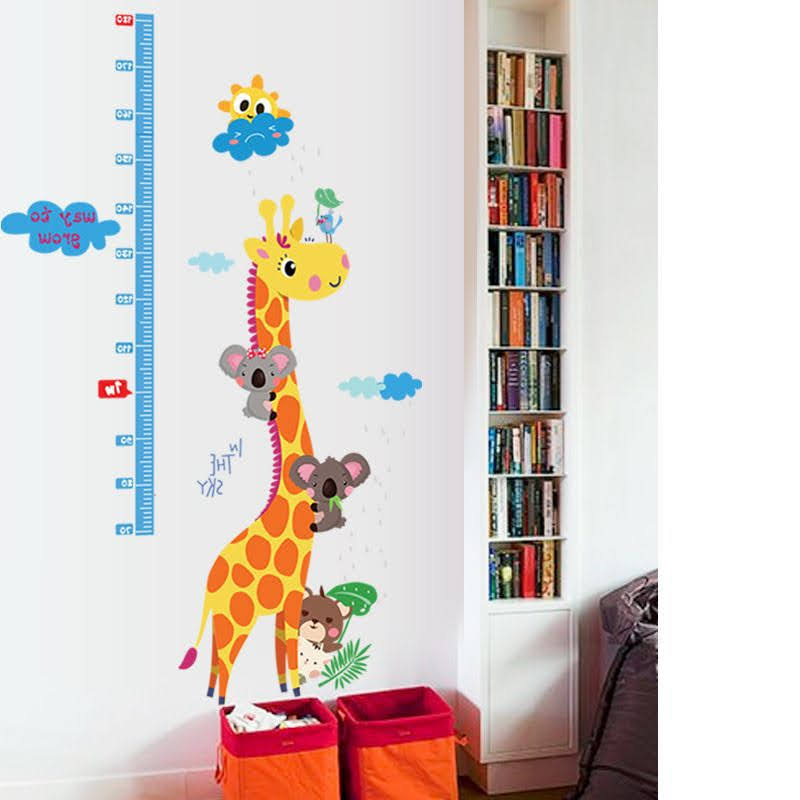 Decal Mile Height Chart - Kids Growth Measure Wall Stickers for Nursery and Classroom