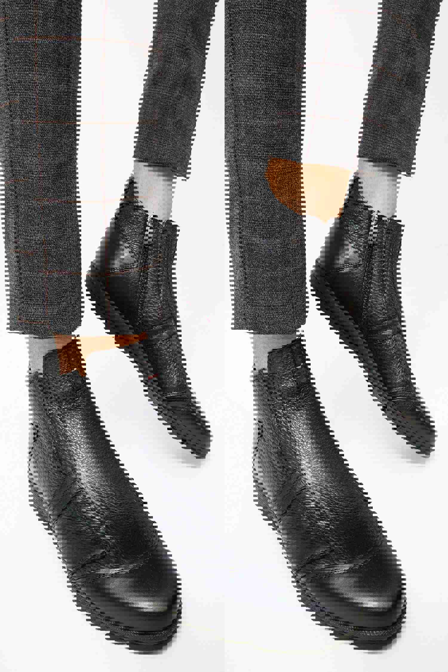 Montreal Black Leather Casual Zip-Up Ankle Men Boot