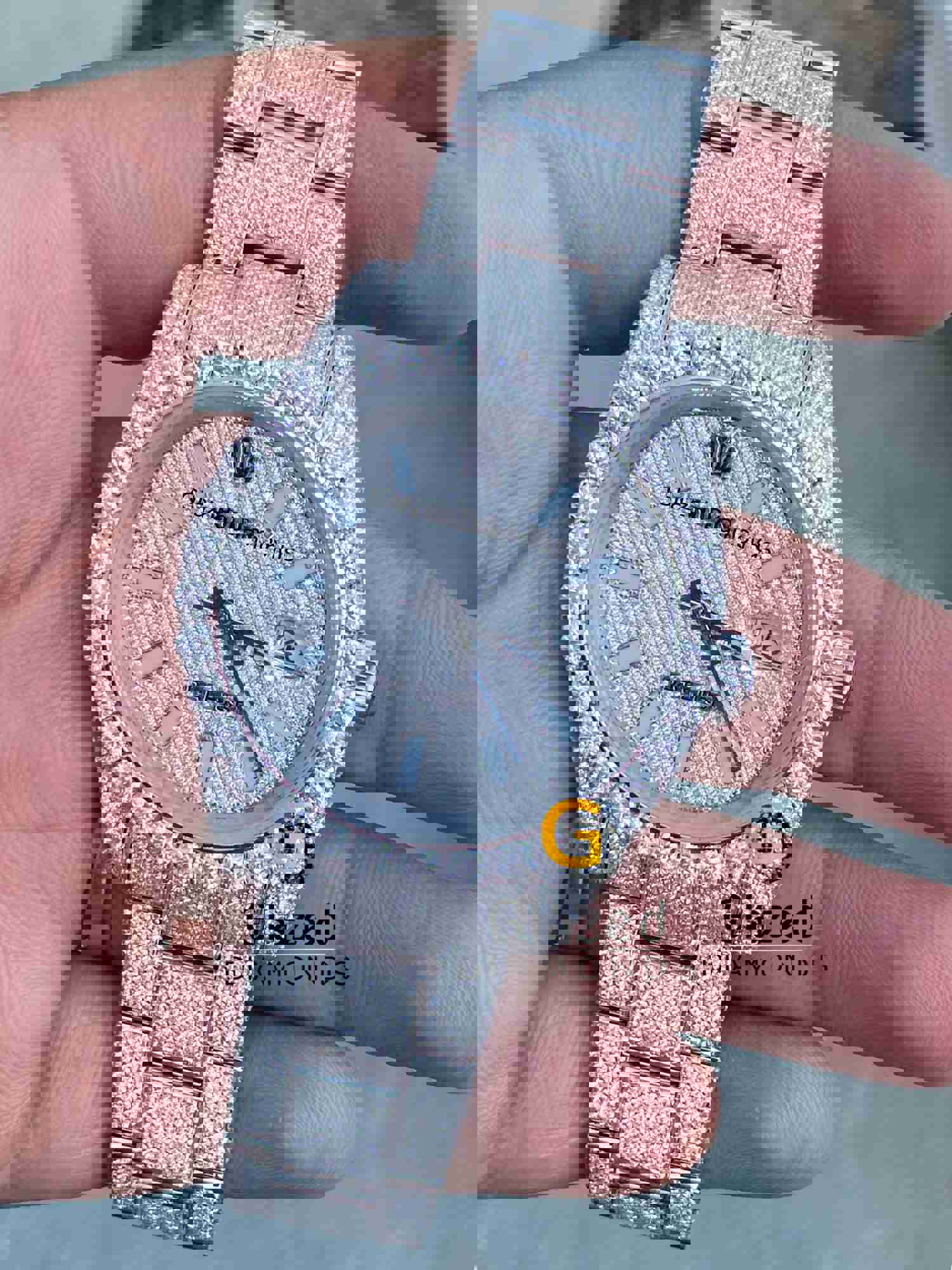 Fully Iced Out Moissanite Diamond Studded Stainless Steel Watch