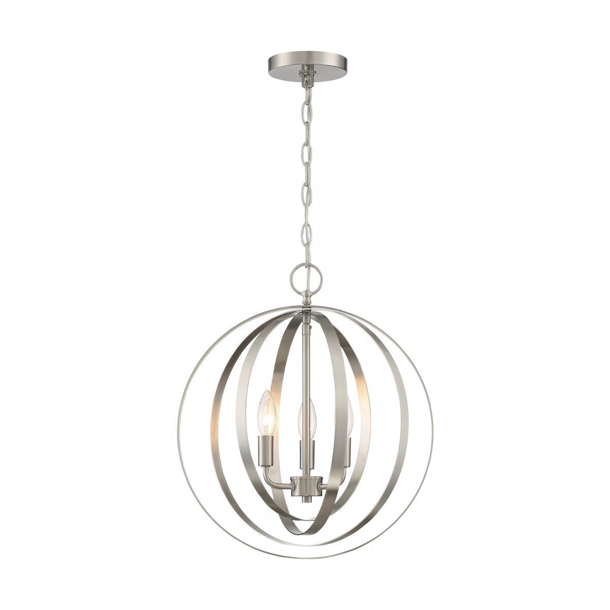Pendleton 3-Light Pendant with Brushed Nickel Finish