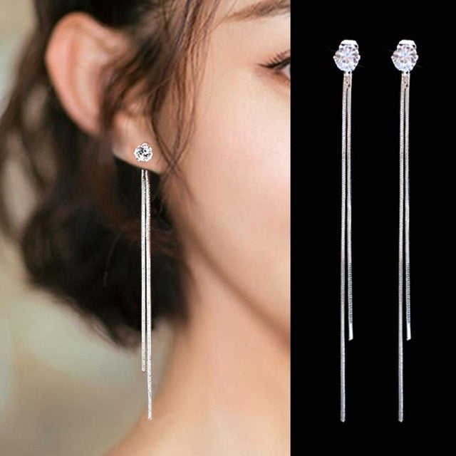Korean Style Long Tassel Earrings - Fashionable Drop Earrings for Women