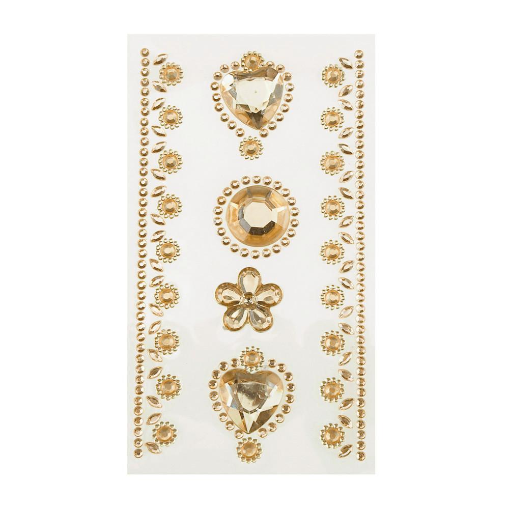 Self-Adhesive Rhinestone Stickers - Circle, Flower, Hearts (6-count)