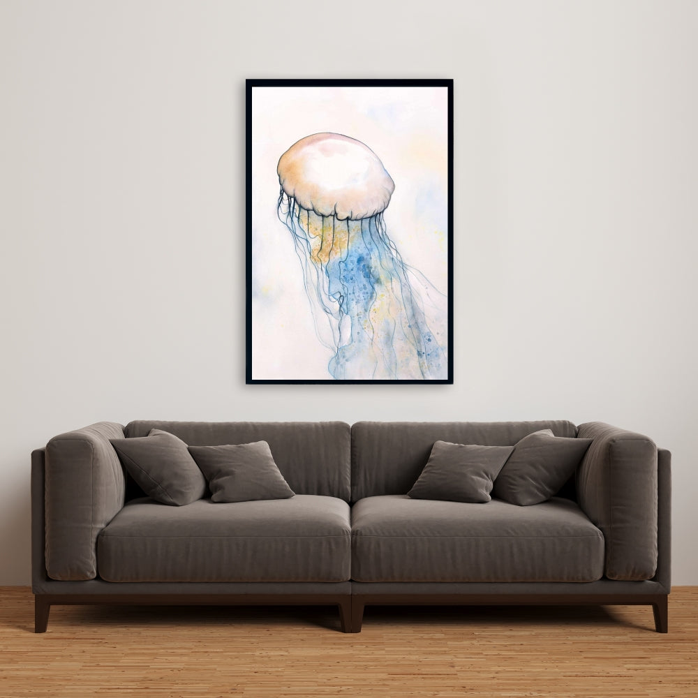 Watercolor Jellyfish Fine Art Gallery Wrapped Canvas 24x36