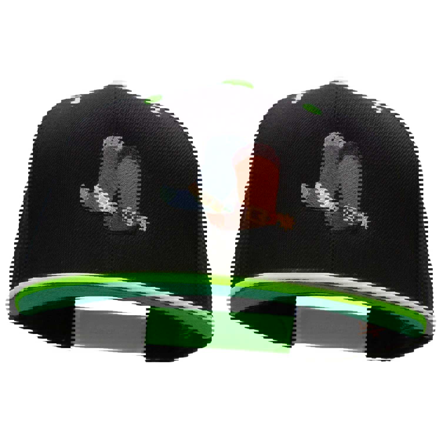 Cute Cowboy Boots Embroidered Wool Blend 2 Tone Classic Snapback Hat