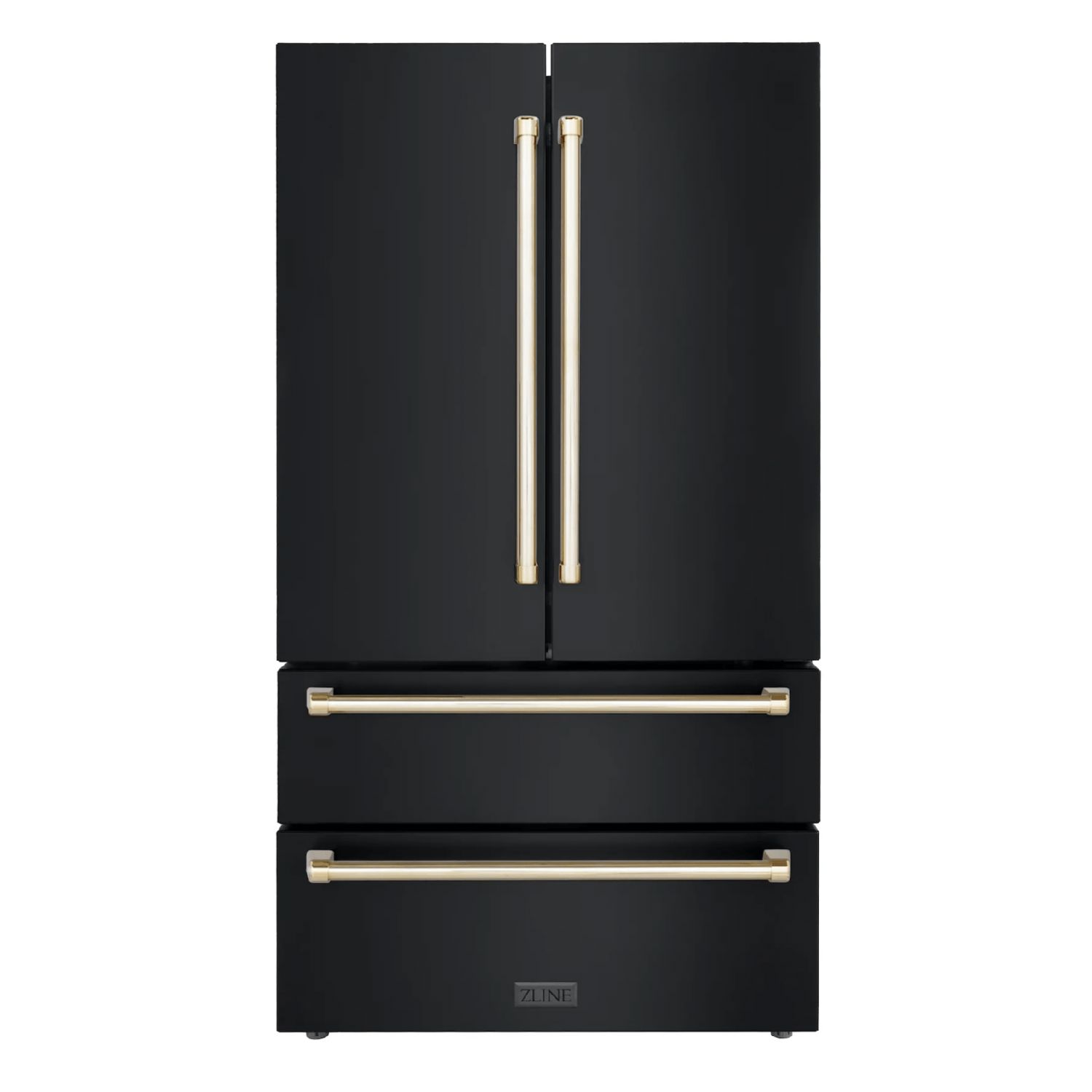 ZLINE 36 In. Autograph 22.5 cu. ft. Refrigerator with Ice Maker in Fingerprint Resistant Black Stainless Steel and Gold Accents