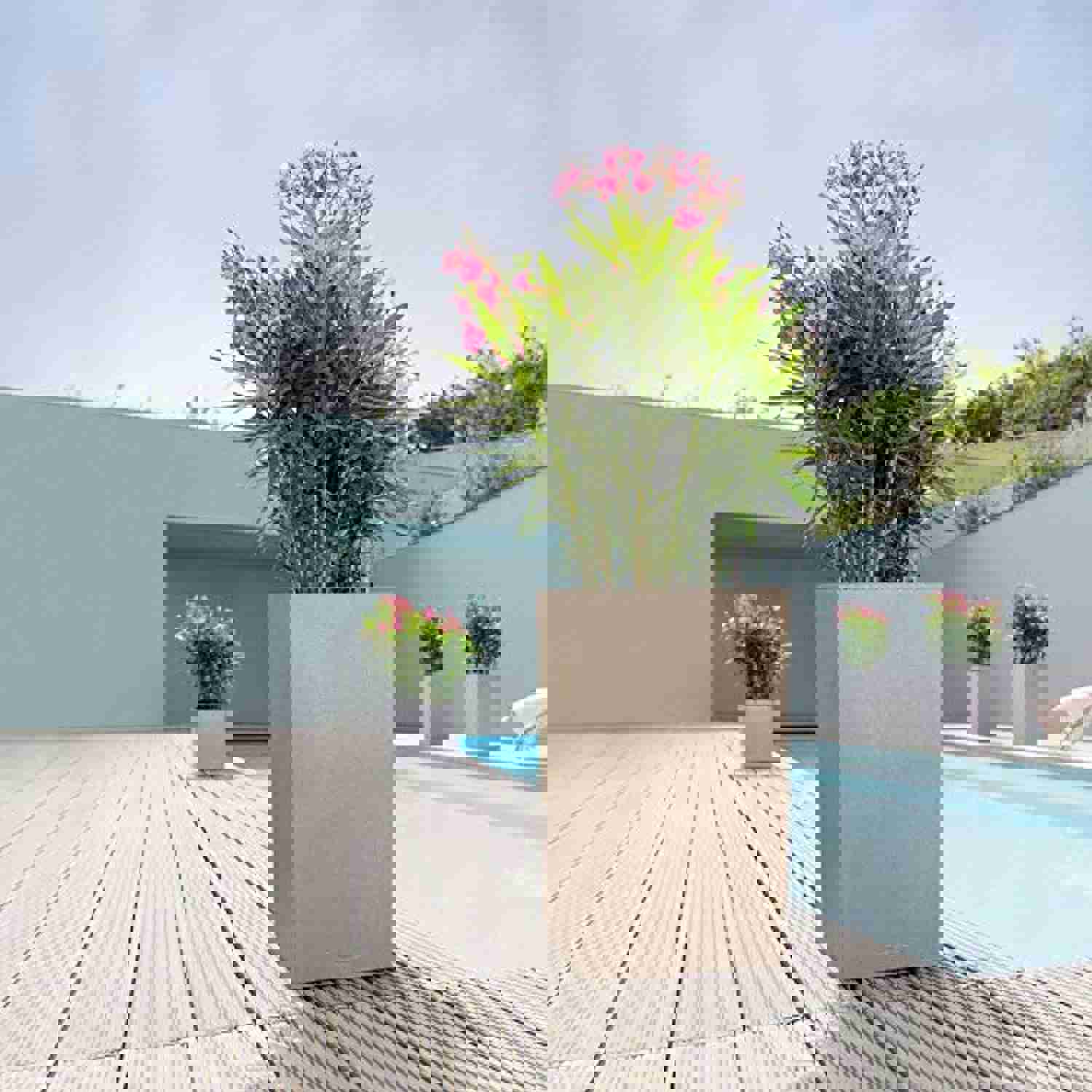 CASOLLY 13600 Canto 30 Tall Self-Watering Garden Planter for Indoor and Outdoor Use, Stone Grey