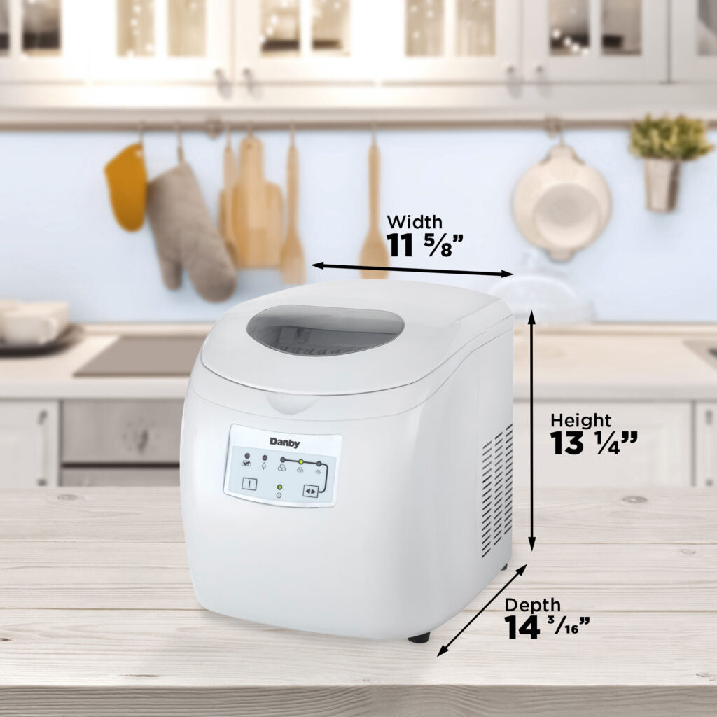 Danby 12 Countertop Ice Maker in White with Self-Cleaning Function