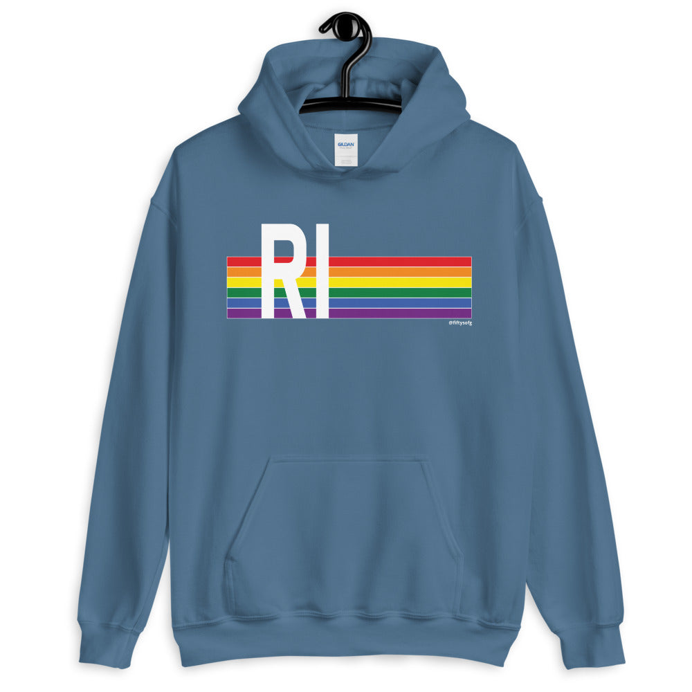 Rhode Island Pride Retro Rainbow - Unisex Hoodie