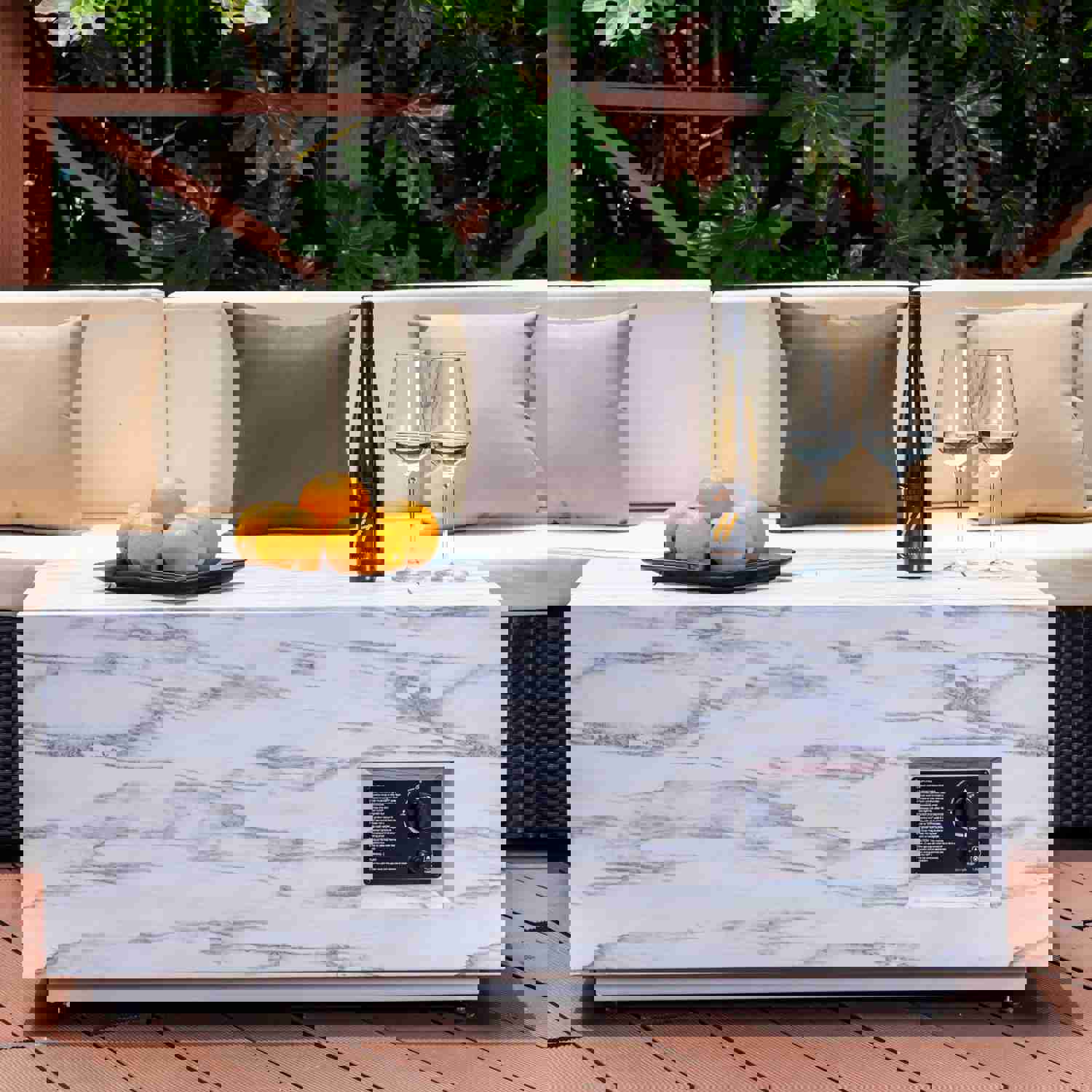 Outdoor 42 Rectangle Propane Fire Pit Table