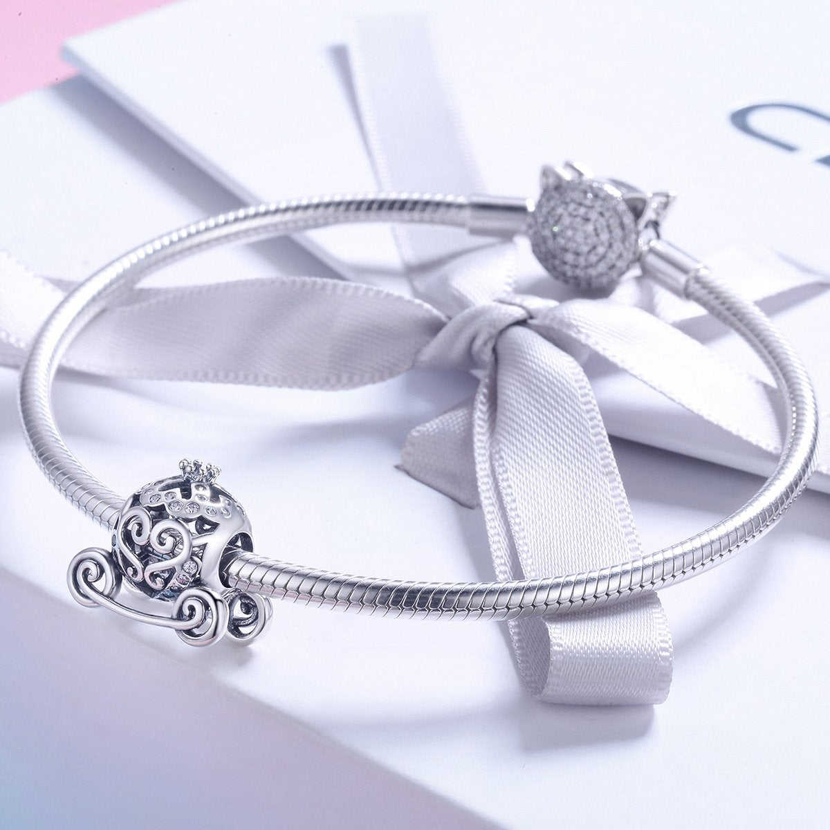 Sterling 925 Silver Bandwagon Charm Pendant for Pandora & European Bracelets