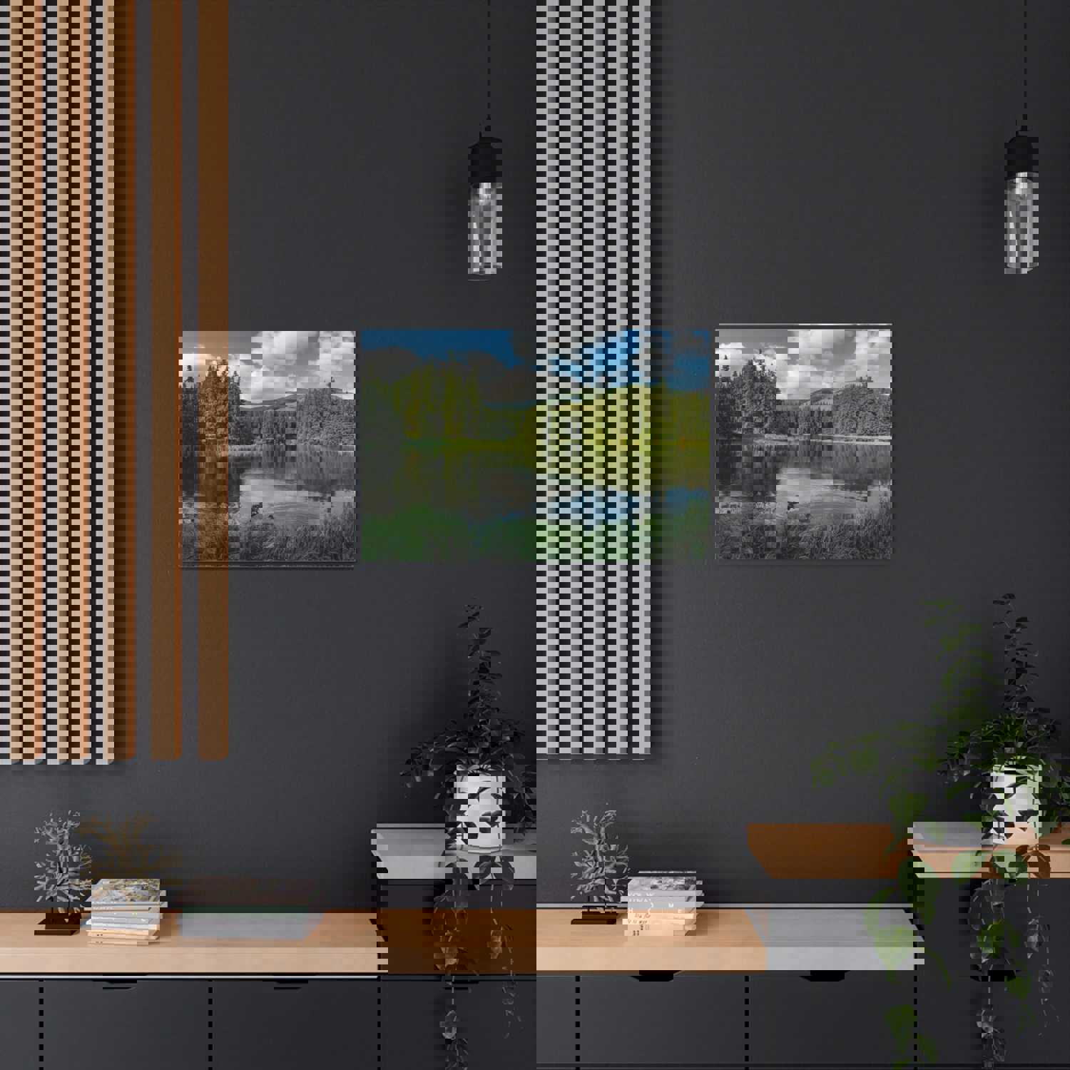 Lake Reflection Green Forest Nature Wilderness Photography Canvas Wall Art