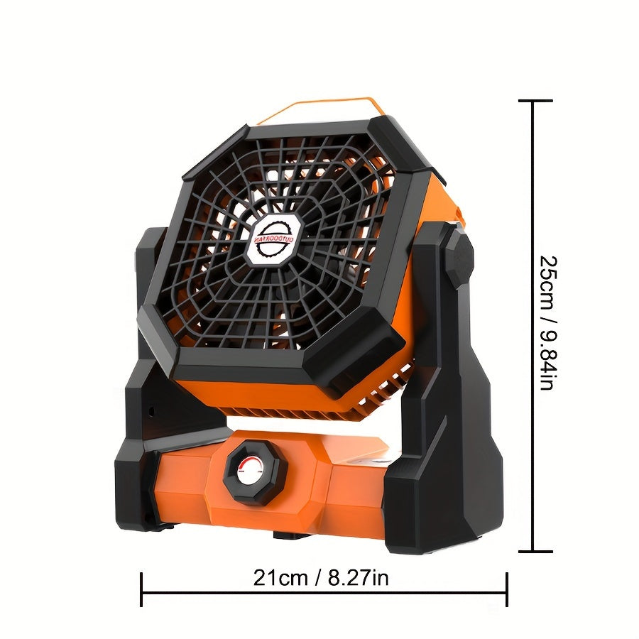 1pc Rechargeable Camping Fan With LED Lantern - Portable USB Table Fan For Tent, Travel, And Outdoor Activities