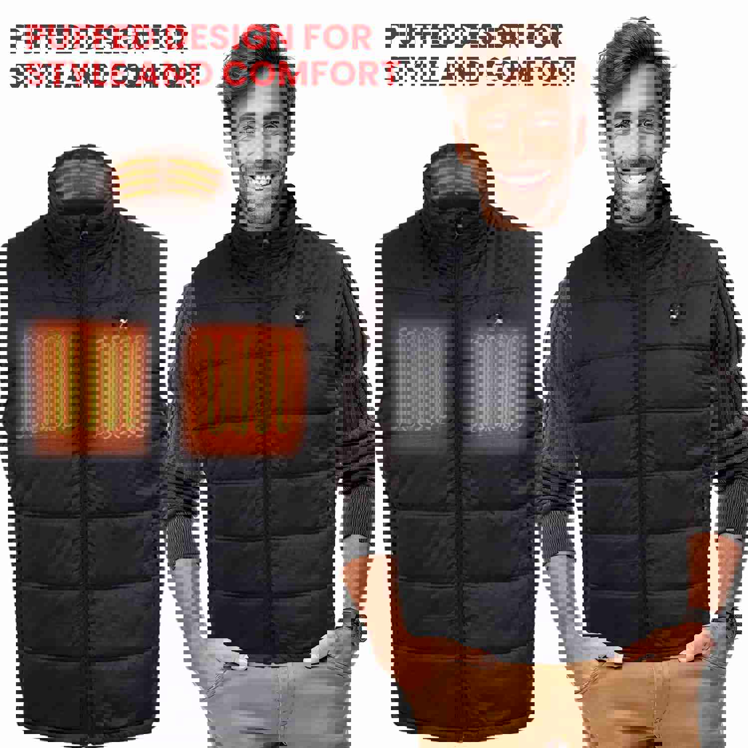 Nexgen Heat NXM3301SET Men's Heated Puffer Vest for Outdoor Activities with Rechargeable Battery
