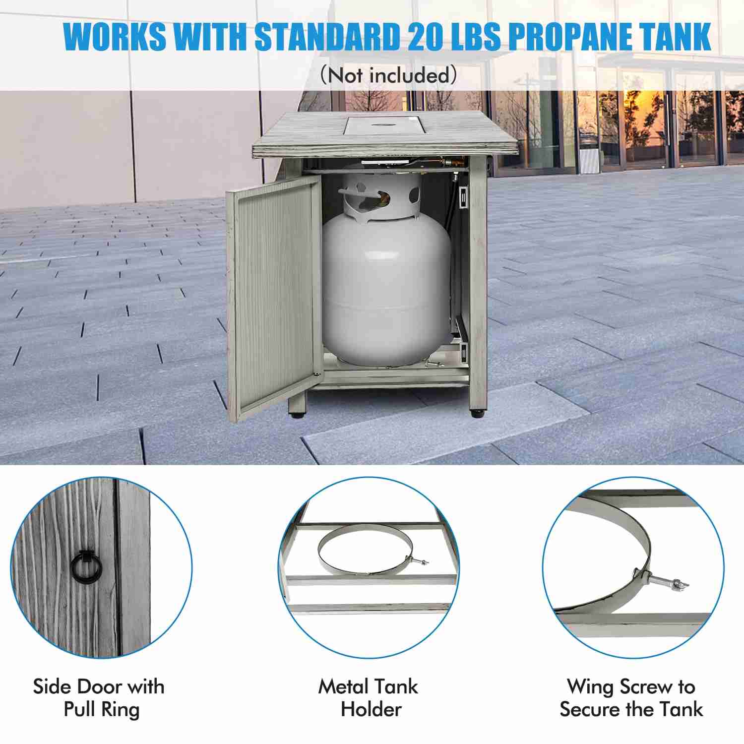 Tangkula 43 Inch Propane Fire Pit Table with Removable Lid, 50,000 BTU Outdoor Gas Fire Table
