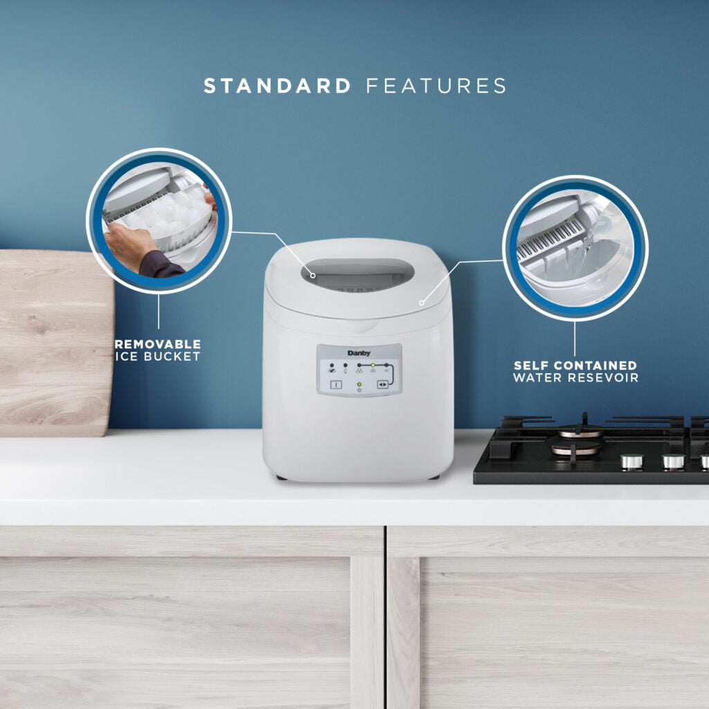 Danby 12 Countertop Ice Maker in White with Self-Cleaning Function