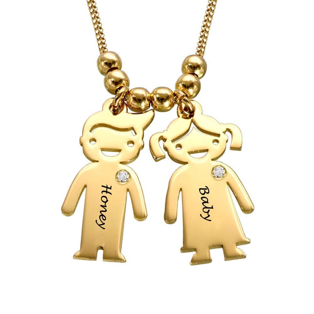 Custom Text Couple Doll Necklace Personalized Silver Name Necklace Jewelry