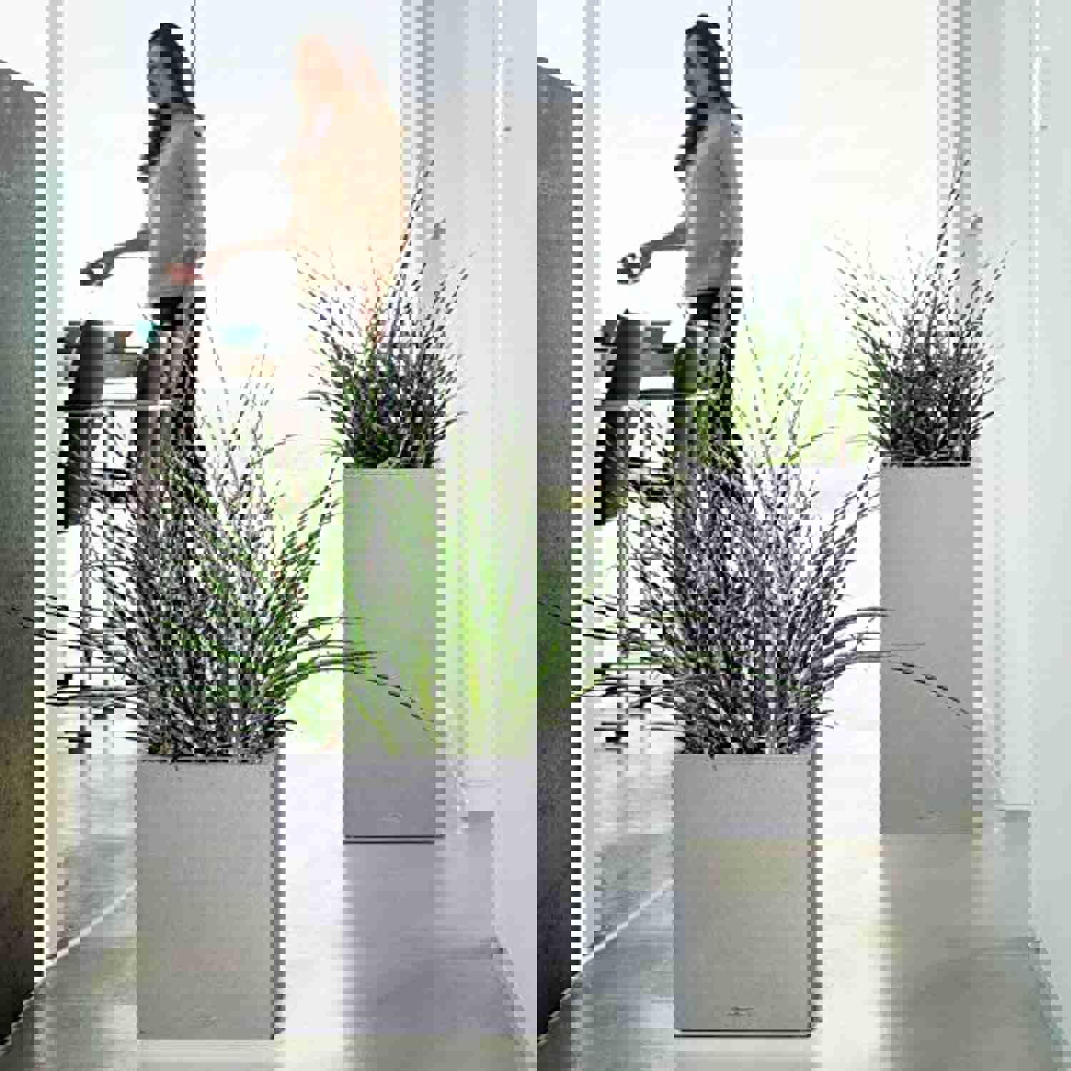 CASOLLY 13600 Canto 30 Tall Self-Watering Garden Planter for Indoor and Outdoor Use, Stone Grey