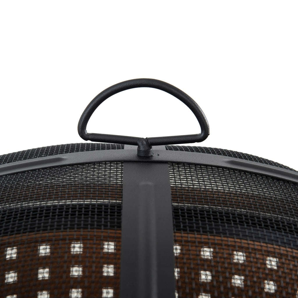 Sunjoy 30 in. Outdoor Fire Pit with Spark Screen and Fire Poker