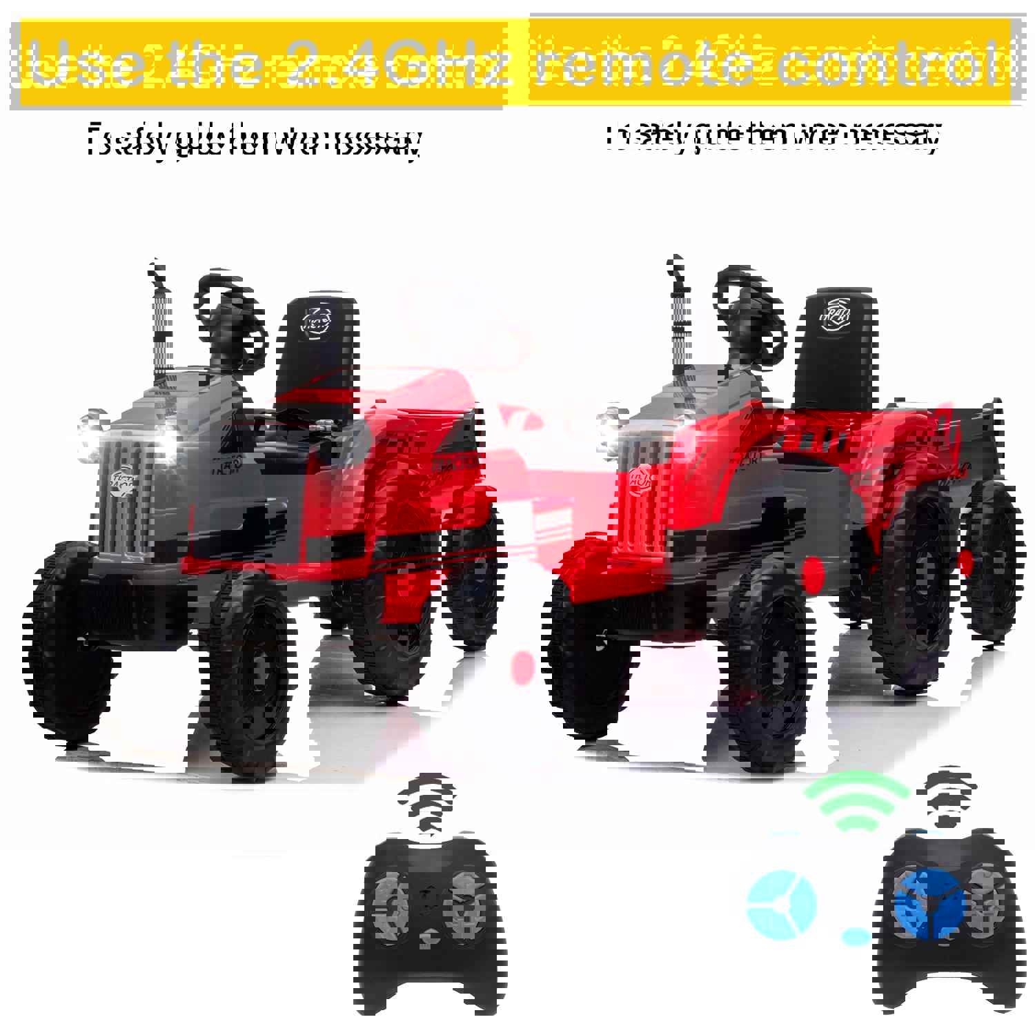 3-Gear-Shift Ground Loader Ride-On Tractor with Trailer and LED Lights - Ultimate Power Wheels Toy for Kids