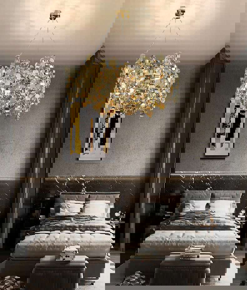 MIRODEMI® Gold Rectangular Crystal LED Chandelier - Modern Luxury Lighting for Living Room & Kitchen Island