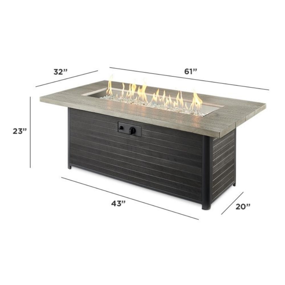 Cedar Ridge 61-Inch Linear Gas Fire Pit Table (CR-1242-K) - Elegant Outdoor Heating Solution