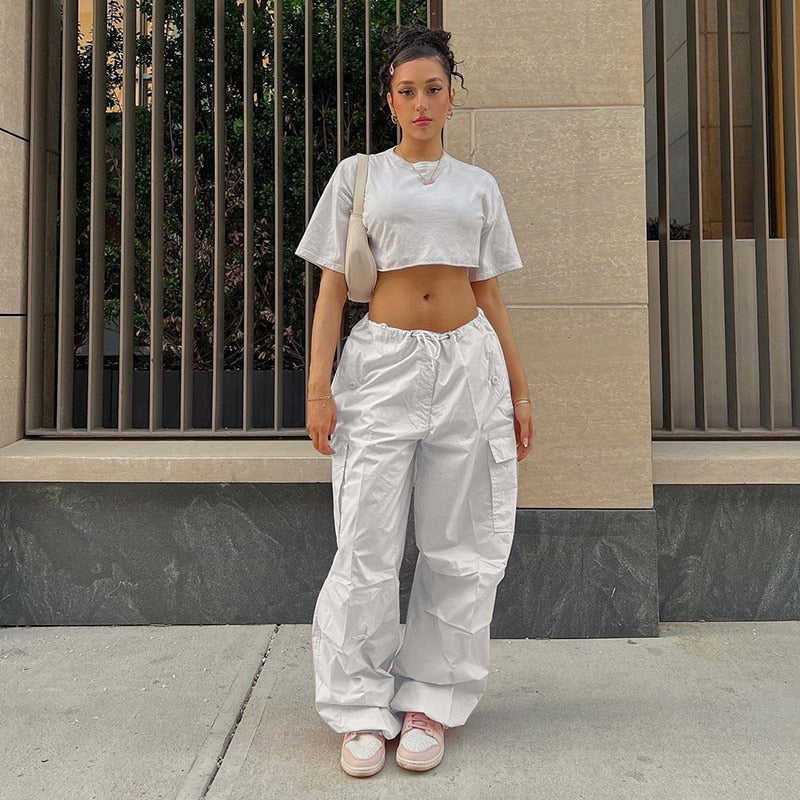 Oversized Plus Size Low Waist Loose Baggy Cargo Sweatpants for Women