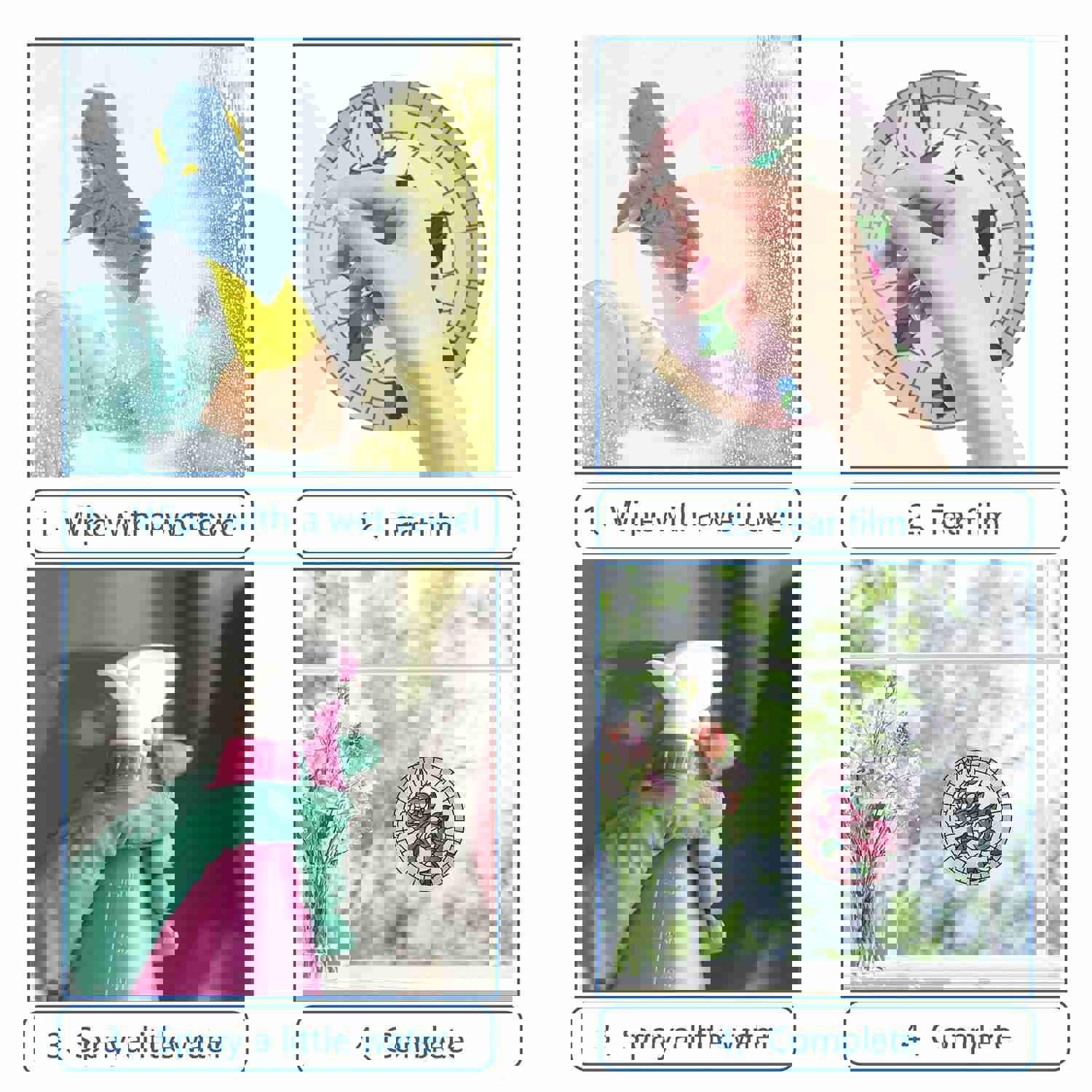 Craspire PVC Window Sticker Set - Flower Pattern, 16x16cm, 8pcs