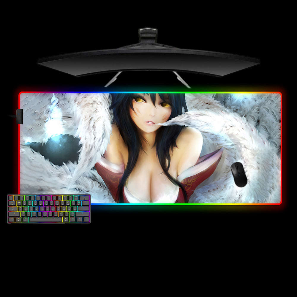 Ahri Design RGB Gaming Mouse Pad with LED Strip for Enhanced Gaming Experience