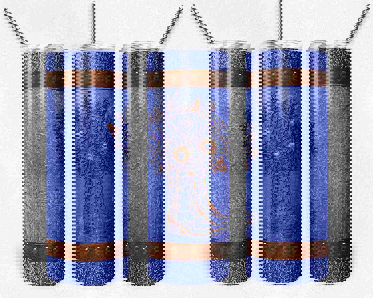 Floral Cowgirl Periwinkle Boot Digital Design