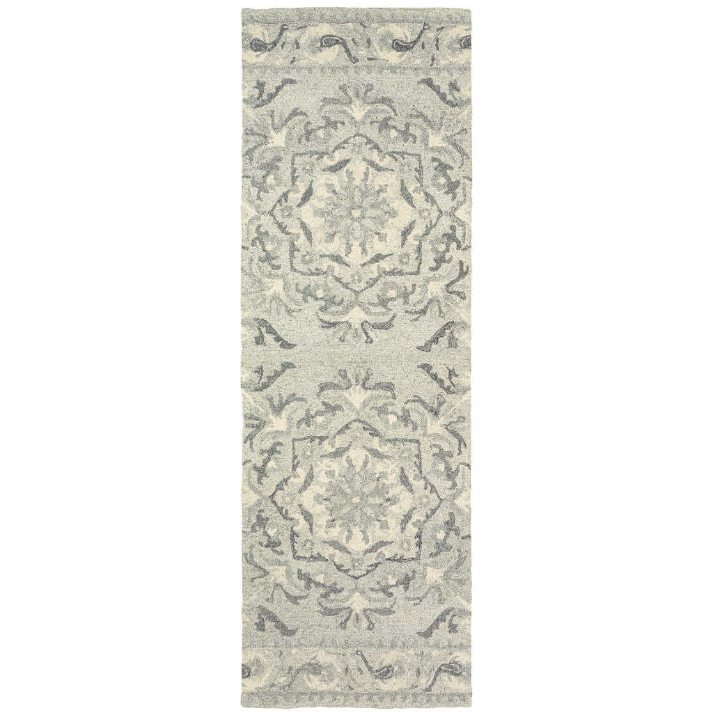 Oriental Weavers Craft 93001 Gray Rectangle Indoor Runner - Hand Tufted Wool Rug