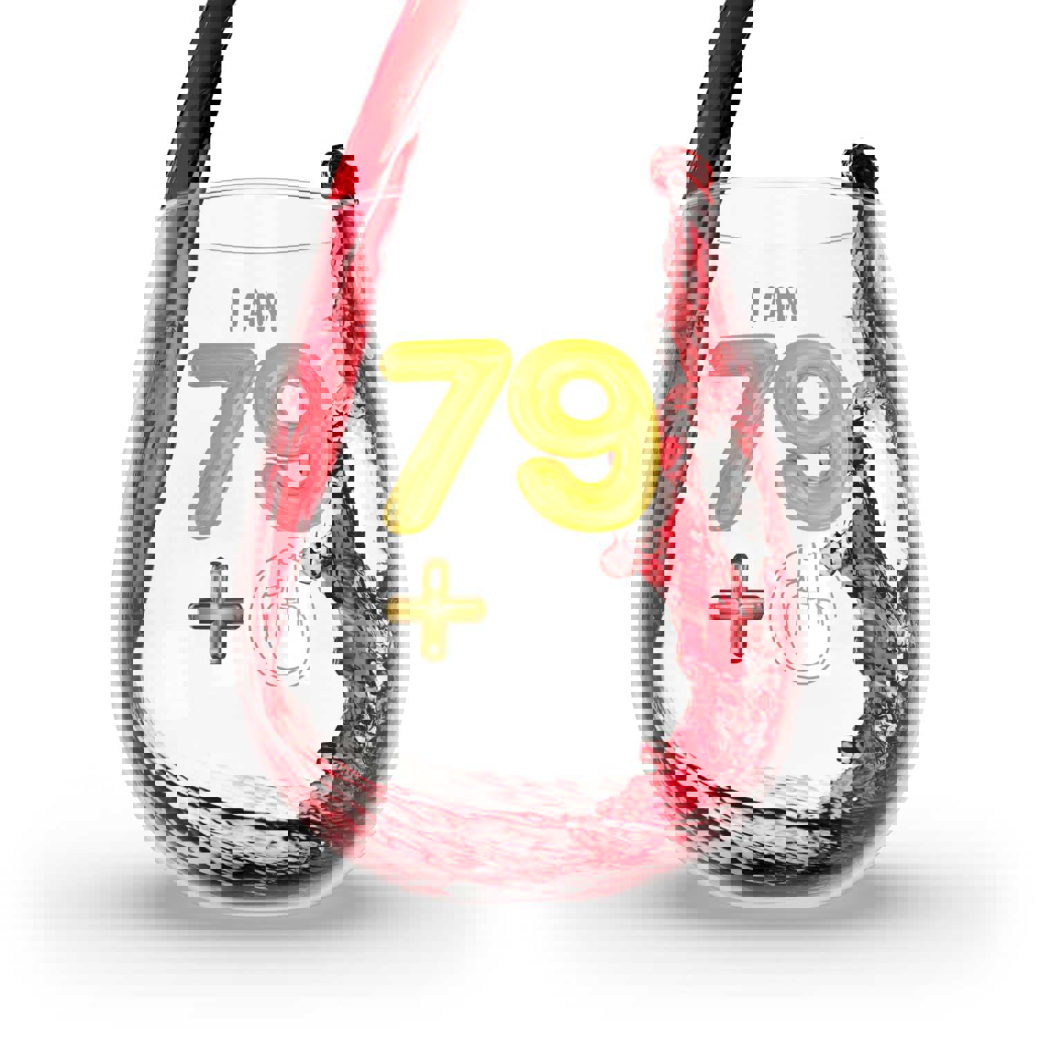 80th Birthday Stemless Wine Glass - Funny Gift with Middle Finger Design