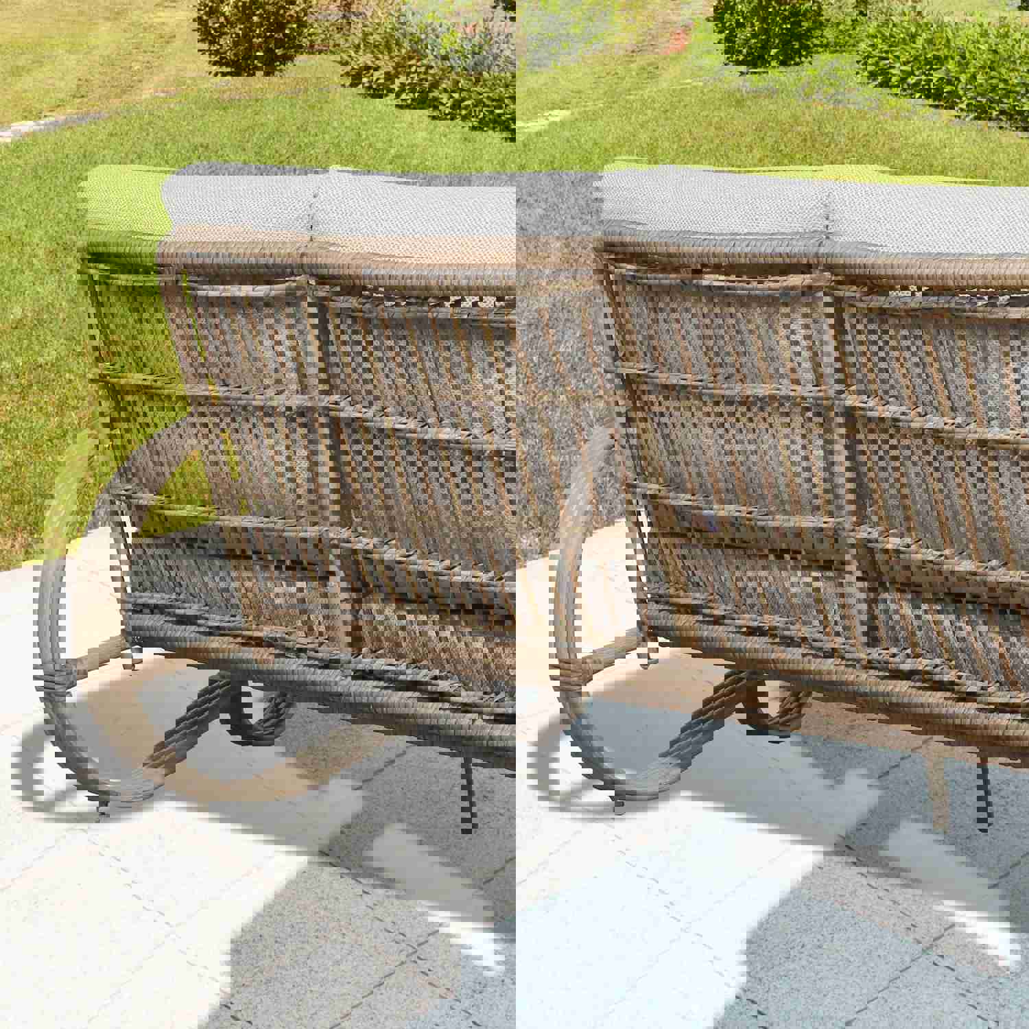 2 Pieces Patio Aluminum Conversation Set with Wicker Decoration and Cushions
