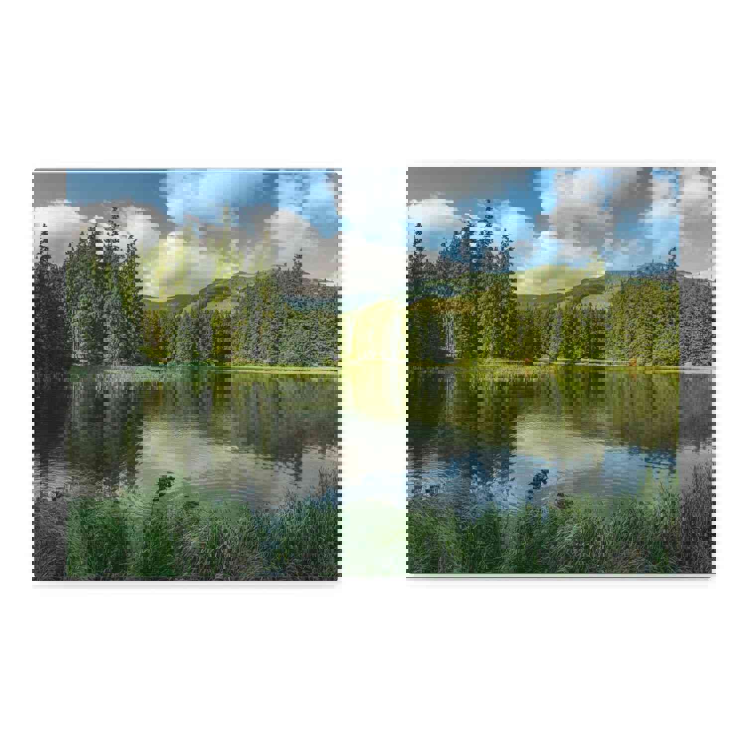 Lake Reflection Green Forest Nature Wilderness Photography Canvas Wall Art