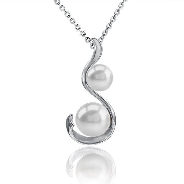 Pearl Ribbon Pendant - 925 Sterling Silver with Akoya, Freshwater & Tahitian Pearl