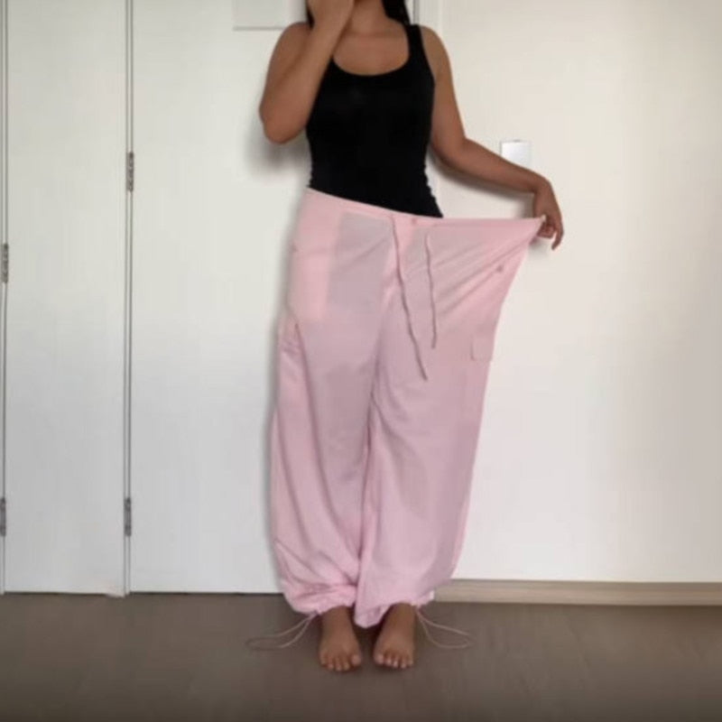 Oversized Plus Size Low Waist Loose Baggy Cargo Sweatpants for Women