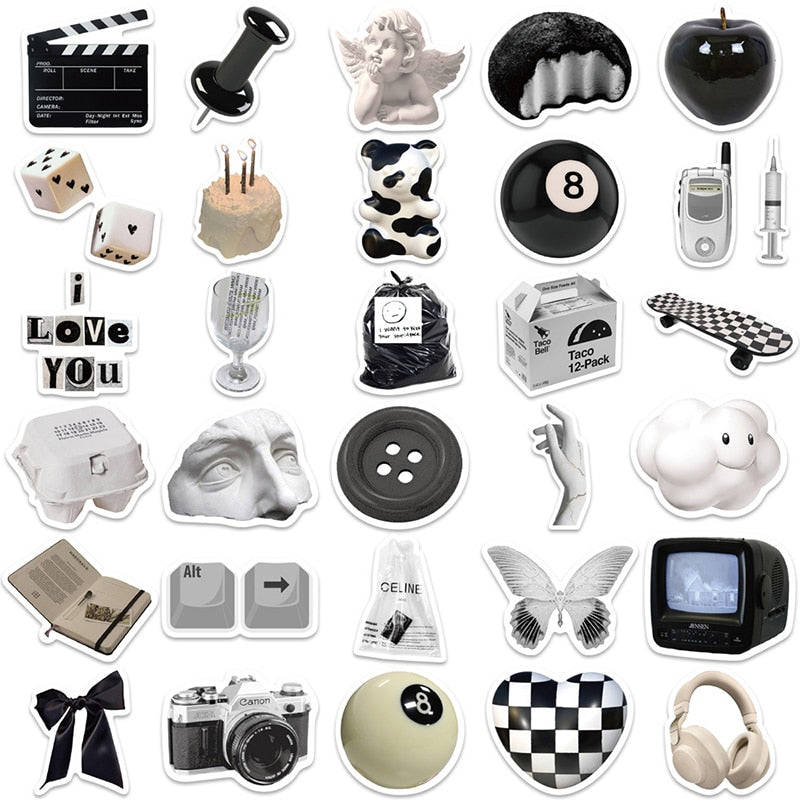 10/30/61 Pieces Simple Sculpture PVC Graffiti Sticker Sticky Aesthetic Decorative Scrapbook DIY Child Phone Stationery Supply