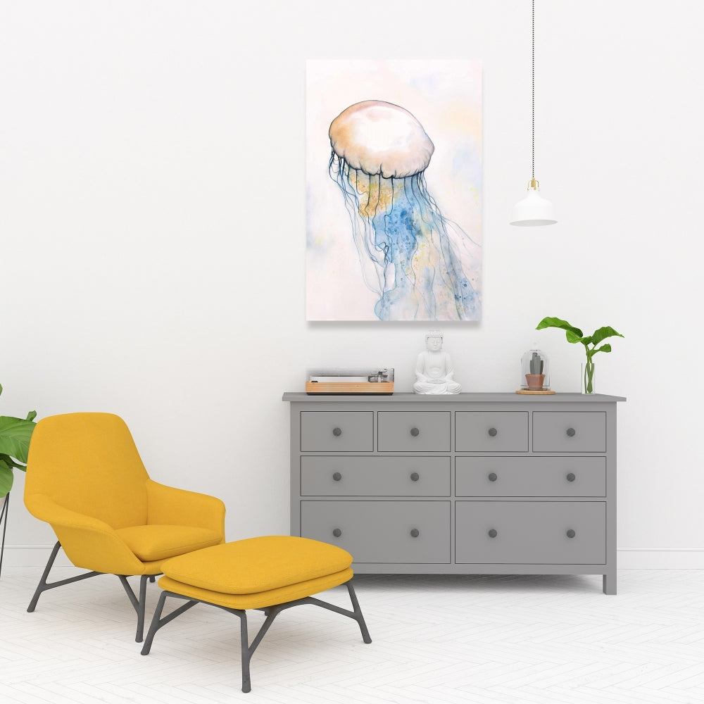 Watercolor Jellyfish Fine Art Gallery Wrapped Canvas 24x36