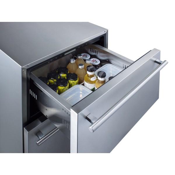 Summit ADRD24 24 Stainless Steel 4.8 cu.ft 2-Drawer Outdoor Refrigerator