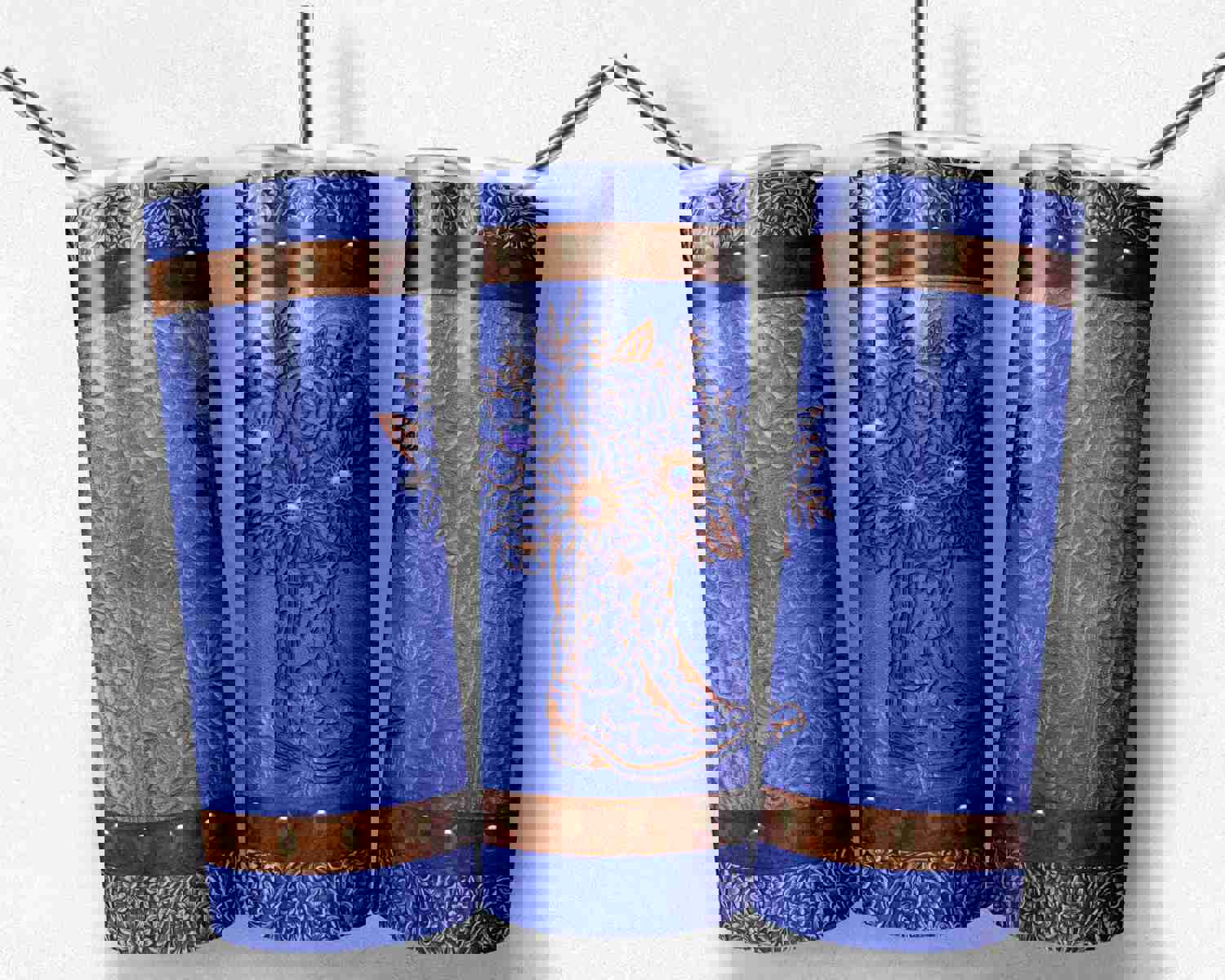 Floral Cowgirl Periwinkle Boot Digital Design