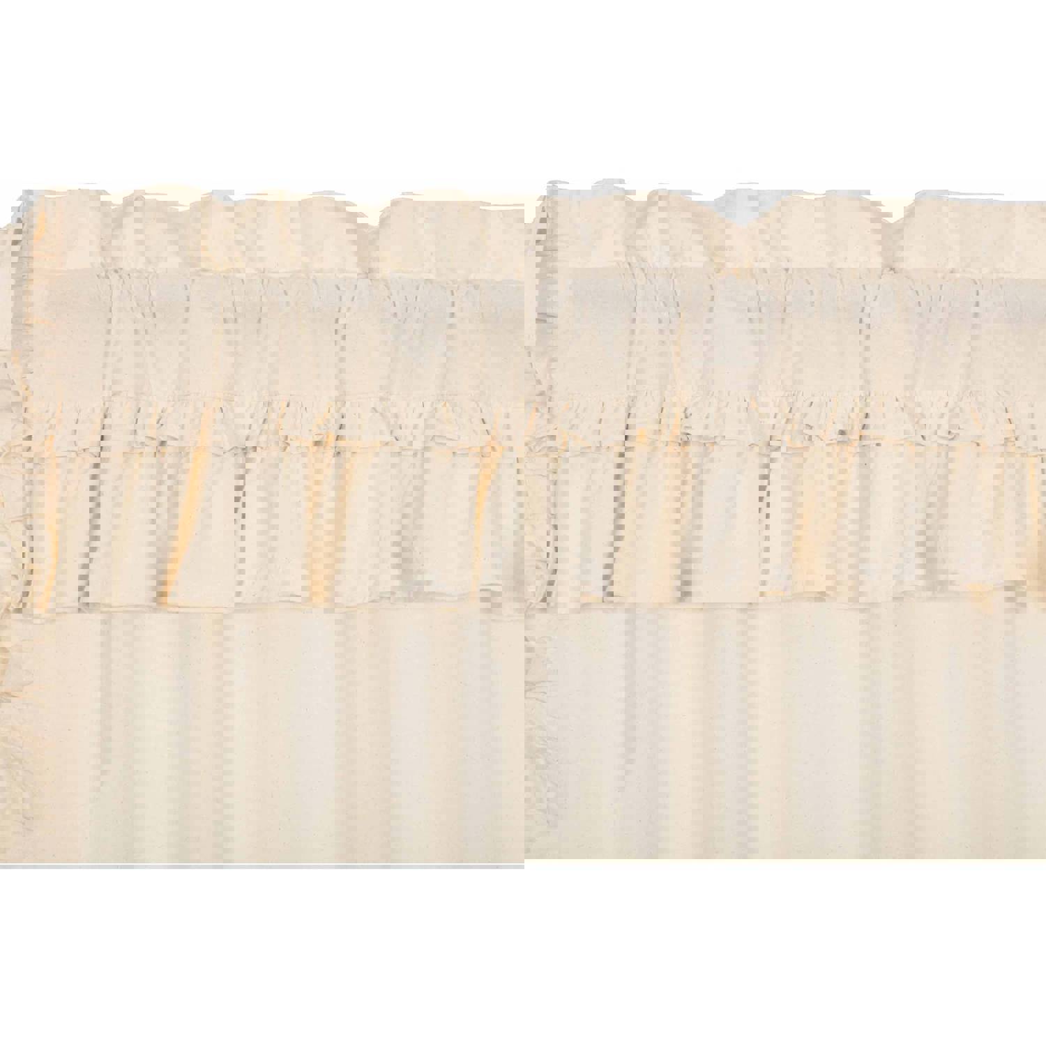 Muslin Ruffled Unbleached Natural Valance 16x72 - Modern Farmhouse Window Decor
